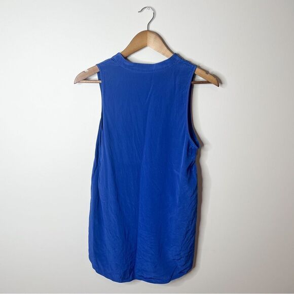 Tibi Blue Sleeveless Silk Zip Up Tank Top - Picture 4 of 6